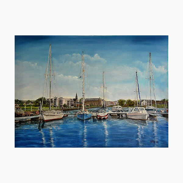 "View of Kilrush from the Marina" - oil painting Photographic Print