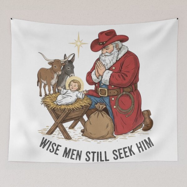 Item preview,  JESUS' IN MANGER KNEELING COWBOY SANTA designed and sold by Obinne.