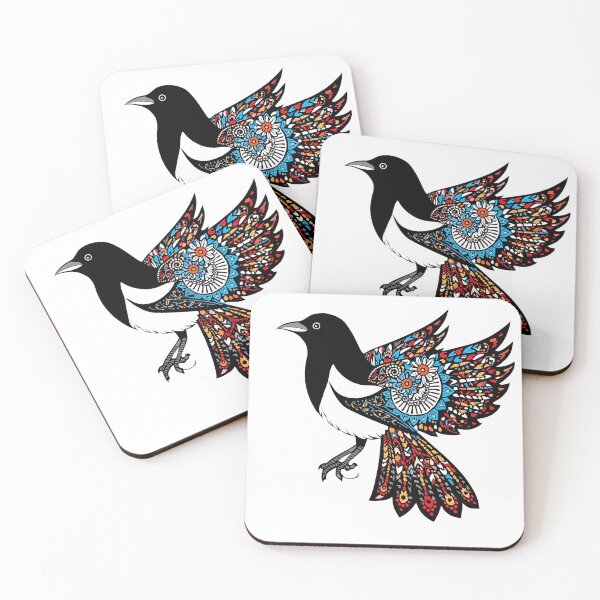 Item preview, Red Feather Magpie – Łowicz Inspited Folk Paper Cut Bird designed and sold by AmberWit.