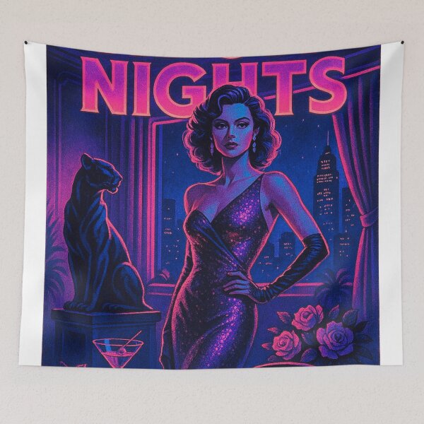 Item preview, Neon Nights – Retro 80s Noir Glam Poster Illustration designed and sold by CapyToon.