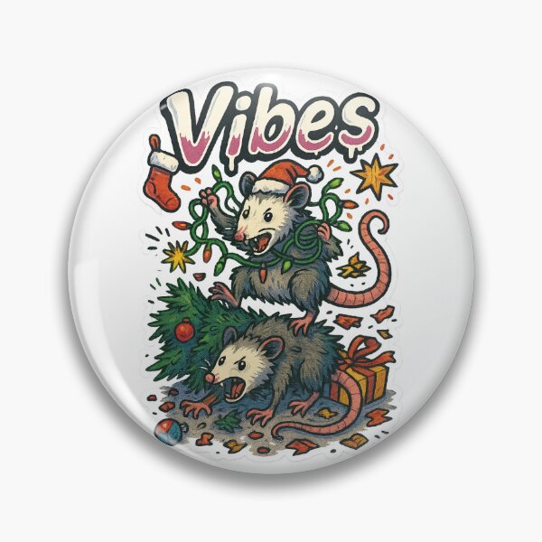 Item preview, Vibes — Two Opossums vs Fallen Christmas Tree designed and sold by BadaBingBear.