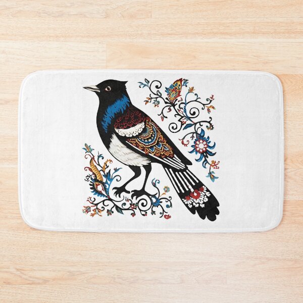 Item preview, Rust and Blue Magpie – Kurpie Inspired Folk Paper Cut Design designed and sold by AmberWit.