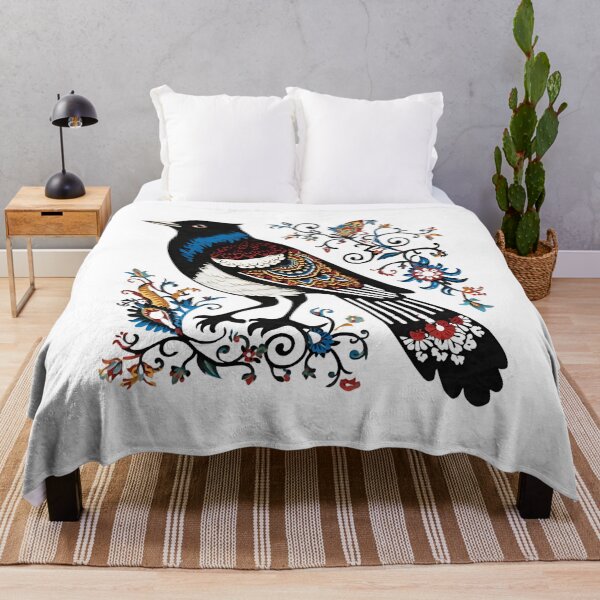 Item preview, Rust and Blue Magpie – Kurpie Inspired Folk Paper Cut Design designed and sold by AmberWit.