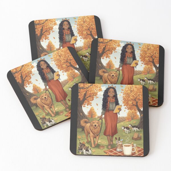 Item preview, Autumn Day Dog Walk At The Park designed and sold by lovelywhimsyart.
