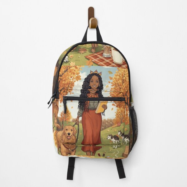 Item preview, Autumn Day Dog Walk At The Park designed and sold by lovelywhimsyart.