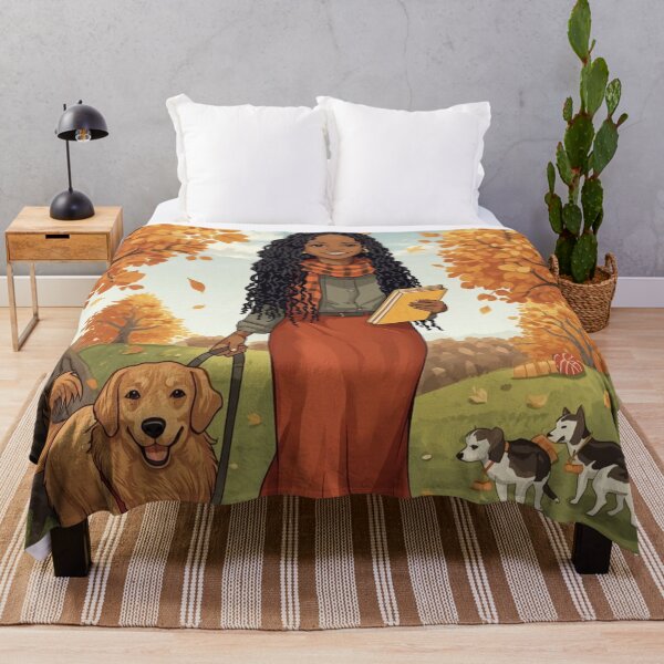 Item preview, Autumn Day Dog Walk At The Park designed and sold by lovelywhimsyart.