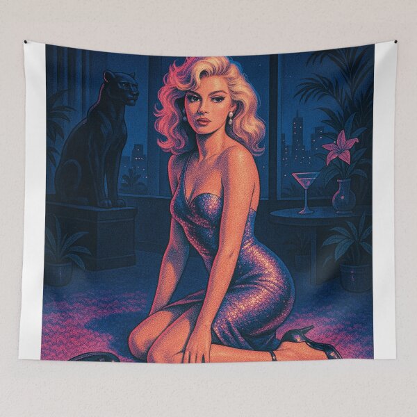 Item preview, Glamorous Retro Noir Woman – 80s Neon Style designed and sold by CapyToon.