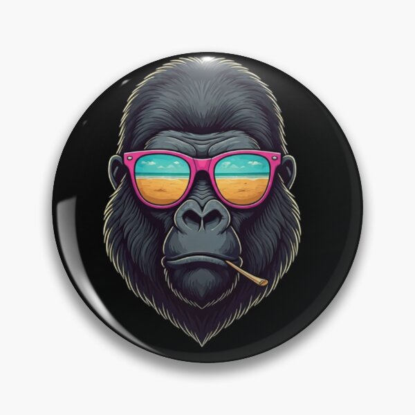 Item preview, Cool Gorilla Head Illustration – Urban Chic Cartoon with Sunglasses and Beach Reflection designed and sold by PixelVibe782.