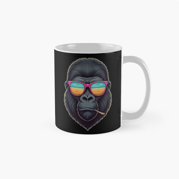 Item preview, Cool Gorilla Head Illustration – Urban Chic Cartoon with Sunglasses and Beach Reflection designed and sold by PixelVibe782.
