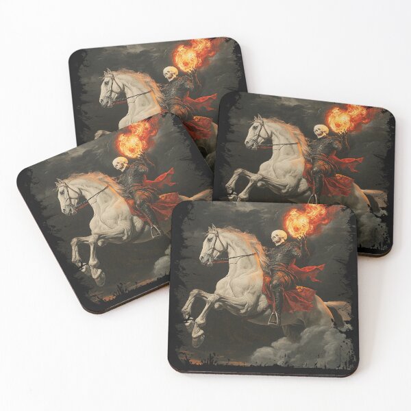 Item preview, Skull Rider Halloween Horseman Flaming Pumpkin Horse Vintage designed and sold by keytee.