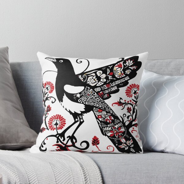Item preview, Red and Black Magpie – Polish Folk Art Paper Cut Bird Design designed and sold by AmberWit.