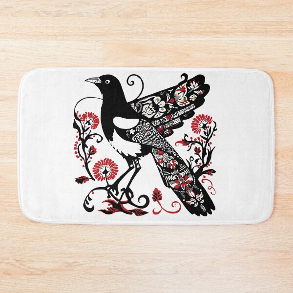 Item preview, Red and Black Magpie – Polish Folk Art Paper Cut Bird Design designed and sold by AmberWit.