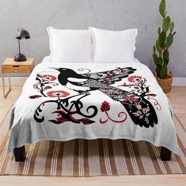 Item preview, Red and Black Magpie – Polish Folk Art Paper Cut Bird Design designed and sold by AmberWit.