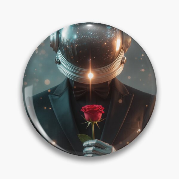 Item preview, Lucan Calder - Starlit Vow - Astronaut Holding a Rose in the Void designed and sold by Artfully Entertained.