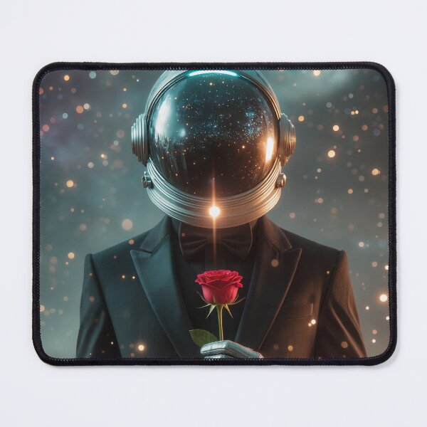 Item preview, Lucan Calder - Starlit Vow - Astronaut Holding a Rose in the Void designed and sold by Artfully Entertained.