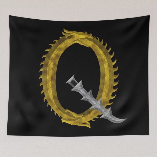 Item preview, Letter  Q  of the Dragonfont Initial Capital Monogram (Dragon and Castle) designed and sold by Swabcraft.