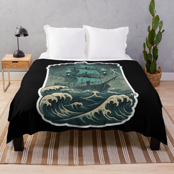 Item preview, Fisherman Aesthetic – Haunted Ghost Ship – Vintage Nautical Art | Stormy Seas designed and sold by JacobKAurumhead.