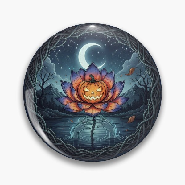 Item preview, Spooky Jack-o'-Lantern Lotus Flower | Halloween Special  designed and sold by Zen Mosaic.