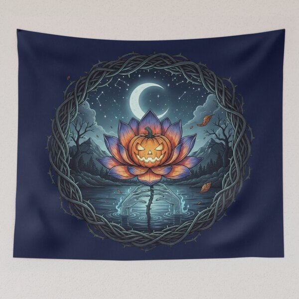 Item preview, Spooky Jack-o'-Lantern Lotus Flower | Halloween Special  designed and sold by Zen Mosaic.