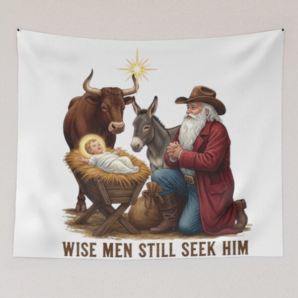 Item preview, JESUS IN MANGER KNEELING COWBOY SANTA  designed and sold by Obinne.