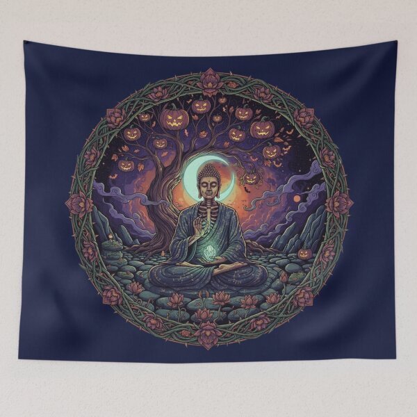 Item preview, Skeleton Buddha Spooky Mandala - Halloween Special designed and sold by Zen Mosaic.