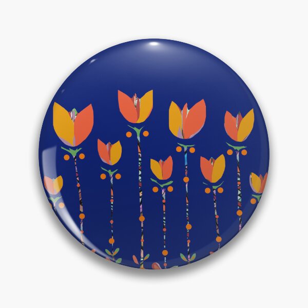 Item preview, Tulips indigo, retro tulips, tulip pattern,  designed and sold by ZjalDesign.