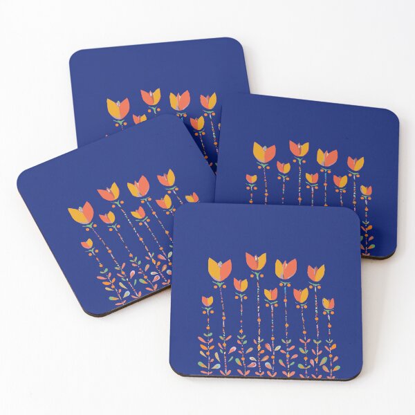 Item preview, Tulips indigo, retro tulips, tulip pattern,  designed and sold by ZjalDesign.