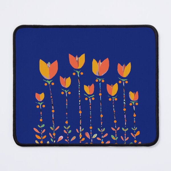 Item preview, Tulips indigo, retro tulips, tulip pattern, designed and sold by ZjalDesign.