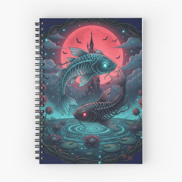 Item preview, Skeletal Koi Fish and Blood Moon - Halloween Special designed and sold by Zen Mosaic.