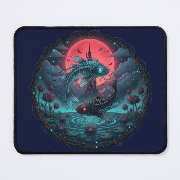 Item preview, Skeletal Koi Fish and Blood Moon - Halloween Special designed and sold by Zen Mosaic.