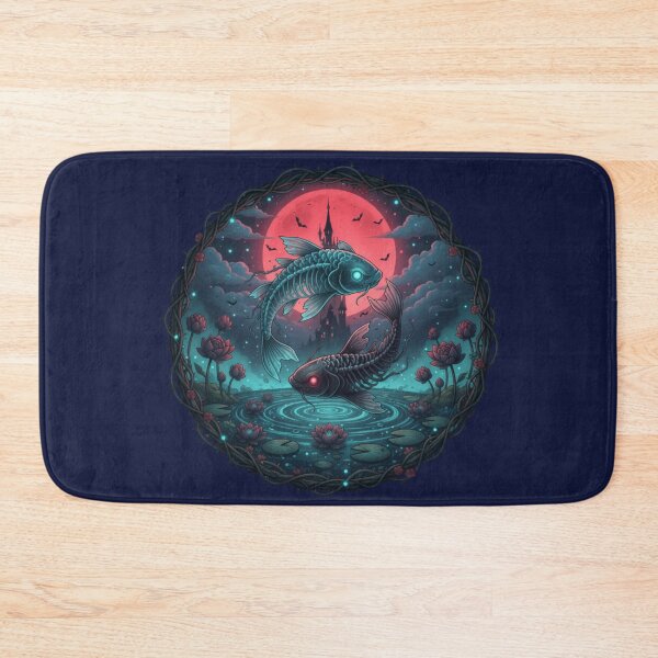 Item preview, Skeletal Koi Fish and Blood Moon - Halloween Special designed and sold by Zen Mosaic.