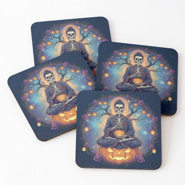 Item preview, Skeleton Buddha on Jack O'Lantern - Halloween Special designed and sold by Zen Mosaic.