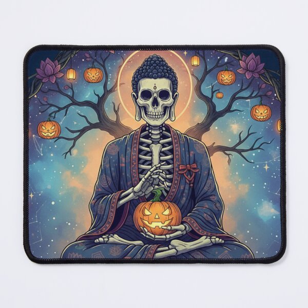 Item preview, Skeleton Buddha on Jack O'Lantern - Halloween Special designed and sold by Zen Mosaic.