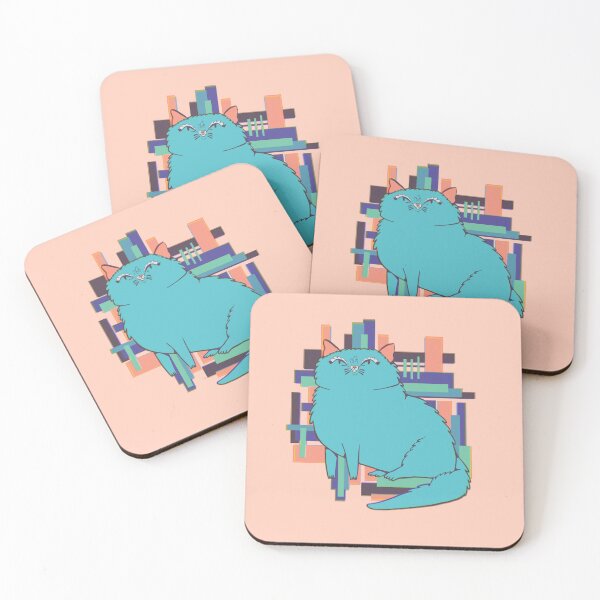 Item preview, mid century modern chonky cat - aqua designed and sold by crestfallenmermaid.
