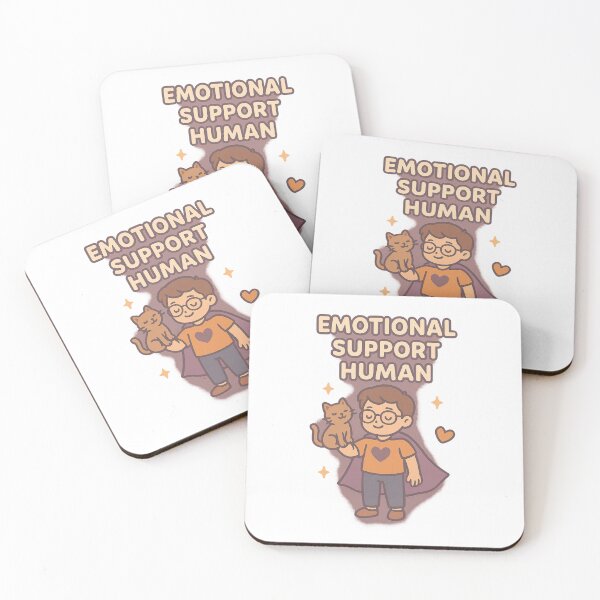 Item preview, Emotional Support Human Cute Cartoon Illustration with Cat and Heartwarming Theme designed and sold by MujernDesignArt.