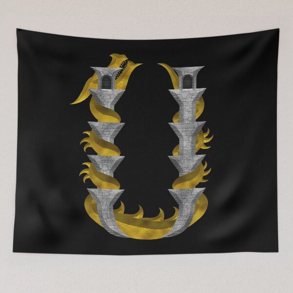 Item preview, Letter  U  of the Dragonfont Initial Capital Monogram (Dragon and Castle) designed and sold by Swabcraft.
