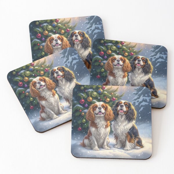 Item preview, Two Cavalier King Charles Pups at Christmas designed and sold by skibreck.