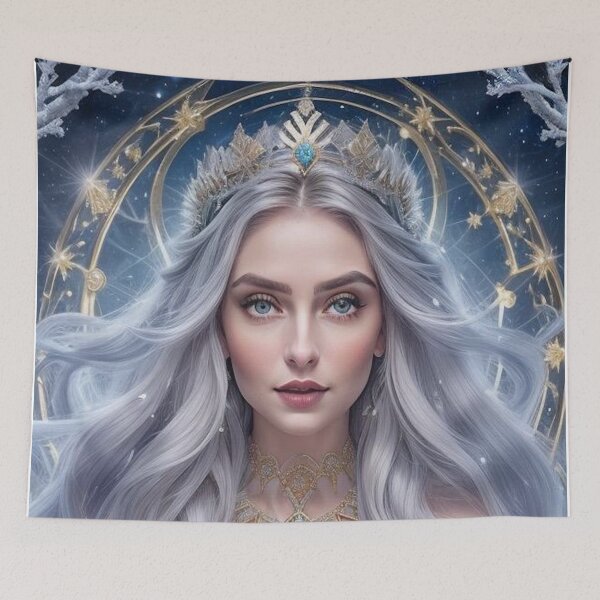 Item preview, Lavender Dreams Snow Goddess - Purple Hair Winter Deity Art Print designed and sold by MissSaylor.