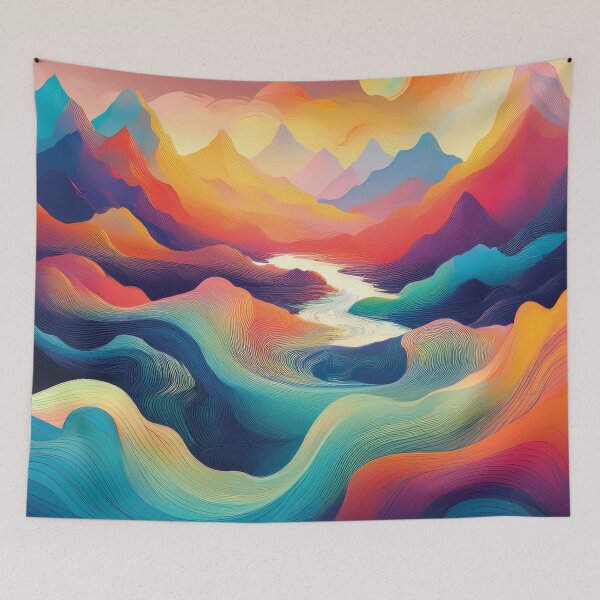Item preview, Dreamlike Abstract Mountains with Flowing Waves of Color designed and sold by MDKey DESIGN.