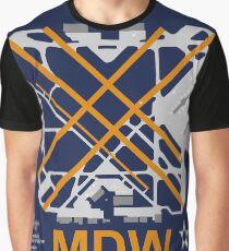 MDW Chicago Midway Airport Layout Art Graphic T-Shirt