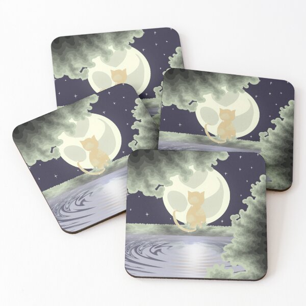 Item preview, Lake, moon and a lonely kitten designed and sold by Moon-Nanna.