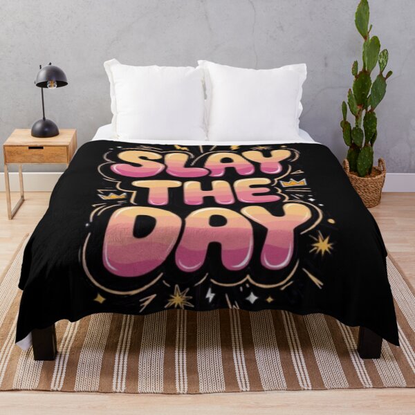 Item preview, Slay The Day – Positive Vibes Quote designed and sold by MeowLoka ⭐⭐⭐⭐.