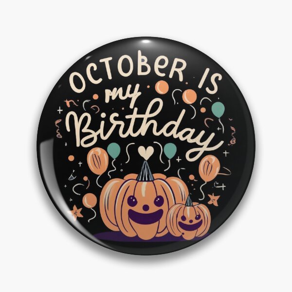 Item preview, October Is My Birthday Design – Smiling Pumpkin with Balloons Birthday Illustration designed and sold by Cultradesign.