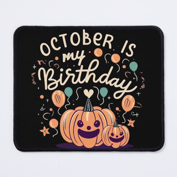 Item preview, October Is My Birthday Design – Smiling Pumpkin with Balloons Birthday Illustration designed and sold by Cultradesign.