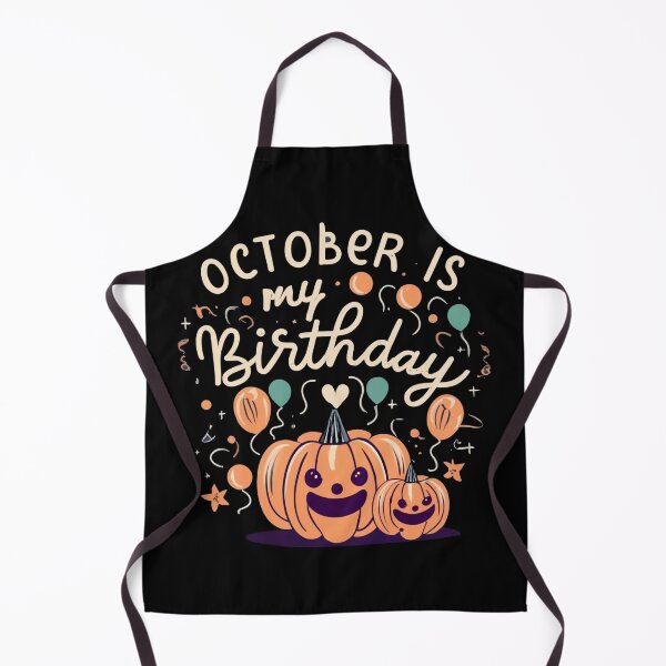 Item preview, October Is My Birthday Design – Smiling Pumpkin with Balloons Birthday Illustration designed and sold by Cultradesign.