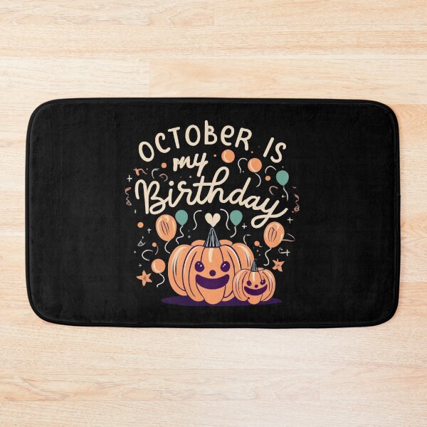 Item preview, October Is My Birthday Design – Smiling Pumpkin with Balloons Birthday Illustration designed and sold by Cultradesign.