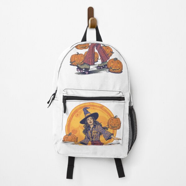 Item preview, "Retro Witch Roller Girl – Halloween Pumpkin Skate Design" designed and sold by ZYNORAworld.