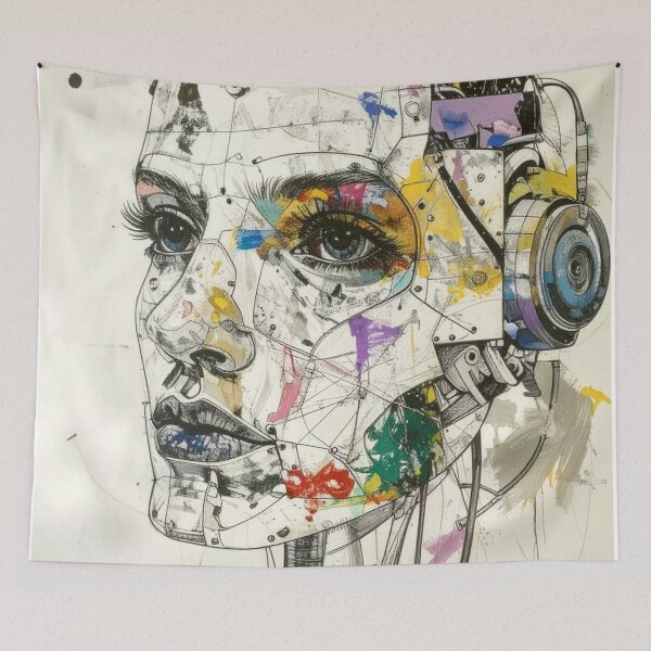 Item preview, Human After All – Futuristic Robot Portrait in Fine Art Style designed and sold by drawbey.