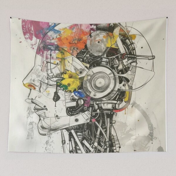 Item preview, Human After All – Futuristic Robot Portrait in Fine Art Style designed and sold by drawbey.