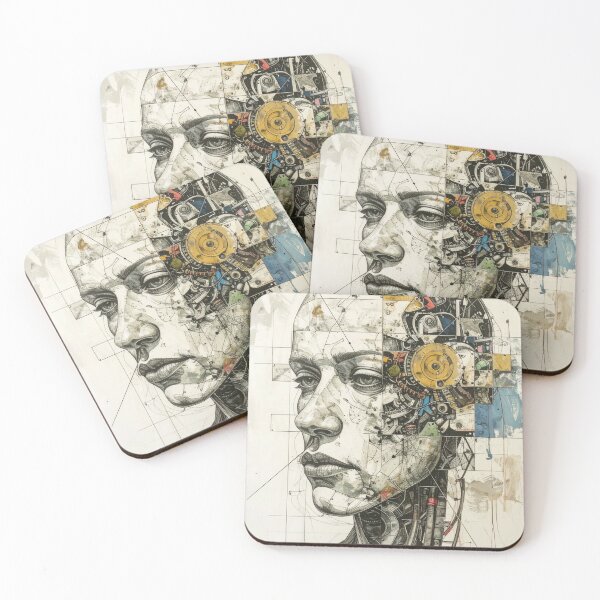 Item preview, Human After All – Futuristic Robot Portrait in Fine Art Style designed and sold by drawbey.